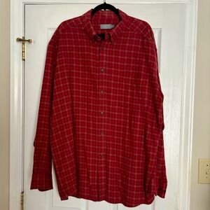Vintage Talbots Red Men’s Flannel Long Sleeve Button Down Size XXL Fall Casual
